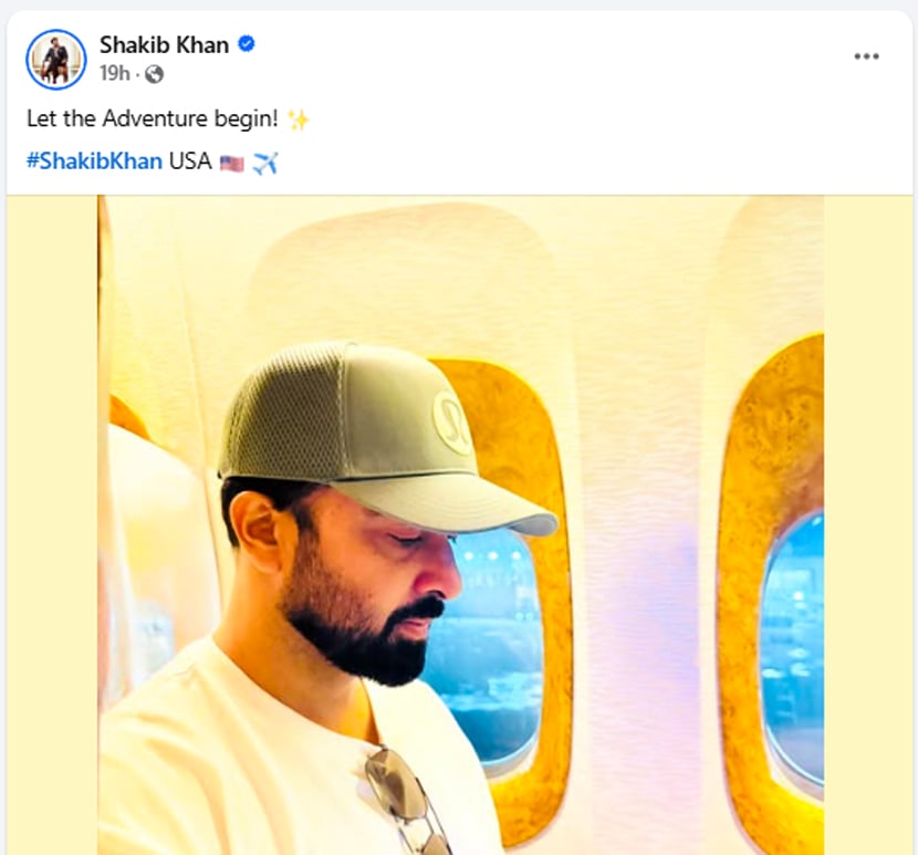 ‘রোমাঞ্চ যাত্রা শুরু হোক!’— বিমানের জানালার পাশে বসে, মাথায় লুলুলেমন ক্যাপ, চোখে সানগ্লাস আর মুখে রহস্যময় হাসি নিয়ে এমনই এক ক্যাপশন লিখে সামাজিক মাধ্যমে নিজের ছবি পোস্ট করলেন ঢালিউড কিং