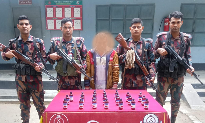 শিবগঞ্জে নেশাজাতীয় সিরাপসহ চোরাকারবারি আটক
