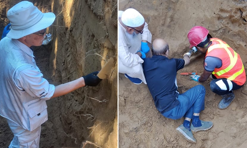 ১৮ জাপানি সৈনিকের দেহাবশেষ সংগ্রহের জন্য কবর খনন করেন বীর মুক্তিযোদ্ধা অবসরপ্রাপ্ত লেফট্যানেন্ট কর্নেল কাজী সাজ্জাদ আলী জহির, বীরপ্রতীক। ছবি: ষংগৃহীত