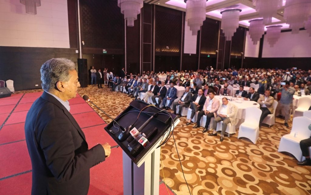 চট্টগ্রামে বাণিজ্য সংলাপে প্রধান অতিথির বক্তব্যে আমীর খসরু মাহমুদ চৌধুরী। ছবি: সারাবাংলা