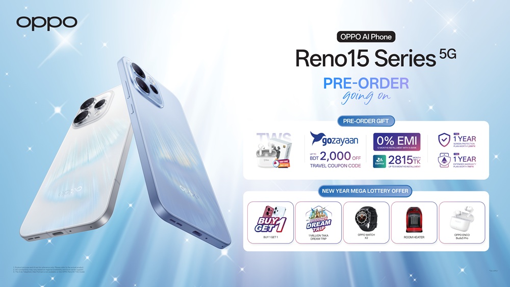আল্ট্রা-ওয়াইড সেলফিসহ অপো রেনো১৫ প্রি-অর্ডার শুরু