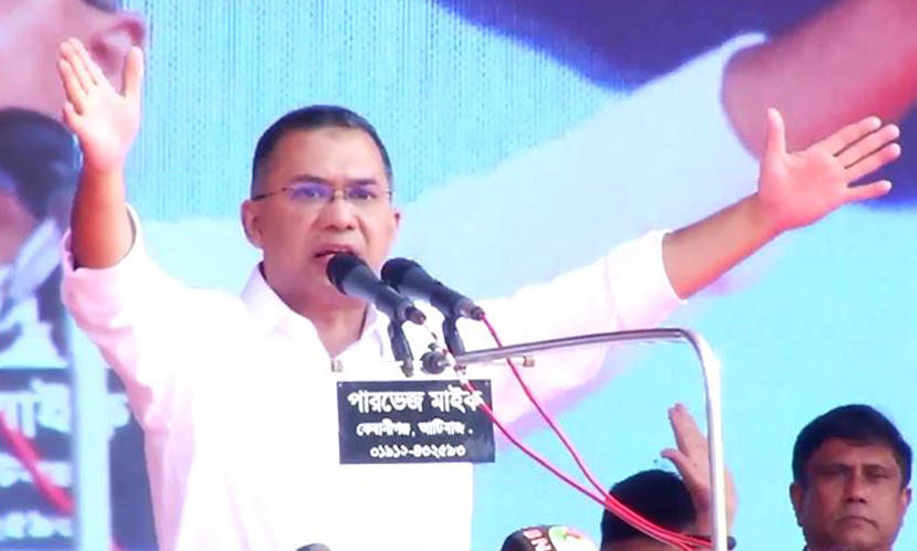 সিলেটে জনসভায় যোগ দিলেন তারেক রহমান