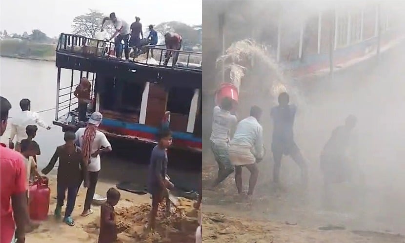 যাদুকাটা নদীতে পর্যটকবাহী হাউসবোট মাছরাঙায় আগুন