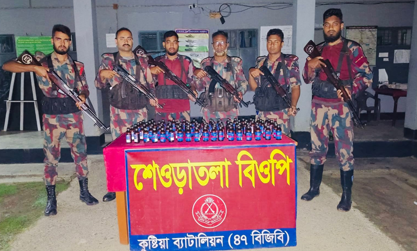 কুষ্টিয়া সীমান্তে বিজিবির অভিযানে ভারতীয় মাদক ও চোরাচালানি পণ্য উদ্ধার