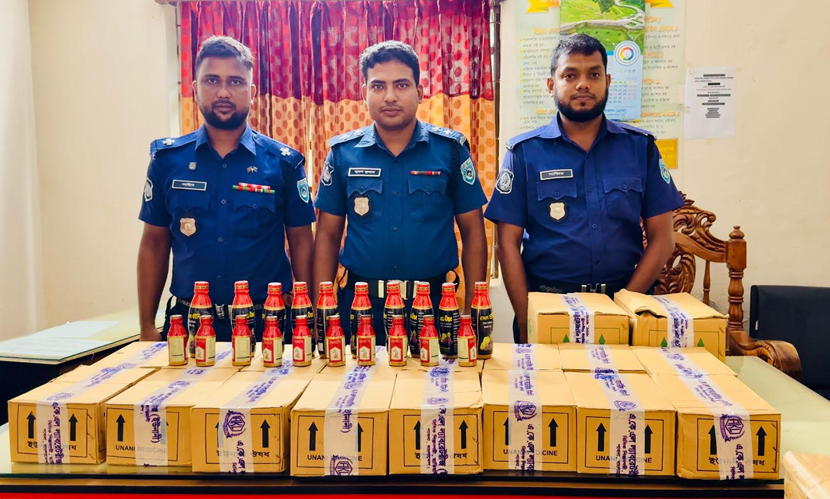 হিলিতে বিপুল পরিমাণ অবৈধ যৌন উত্তেজক সিরাপ জব্দ