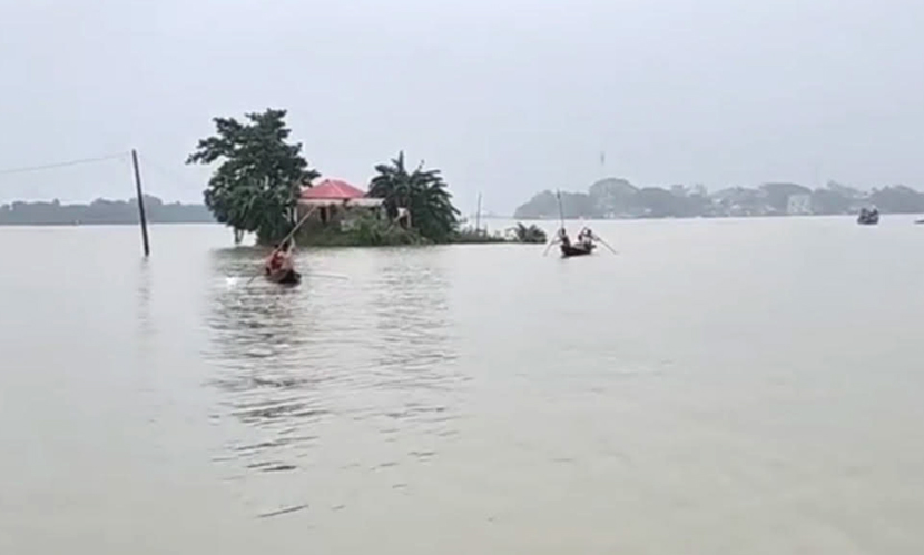 সুনামগঞ্জে পাহাড়ি ঢলে বাড়ছে নদ-নদীর পানি