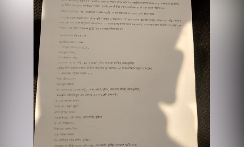 পুলিশের প্রেস ব্রিফিংয়ের লিখিত তথ্য