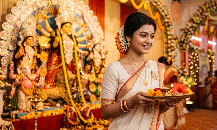 ষষ্ঠীর সকালে স্নিগ্ধ রূপ