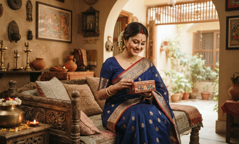 মহাসপ্তমীর সাজে ঐতিহ্যের নান্দনিক ছোঁয়া